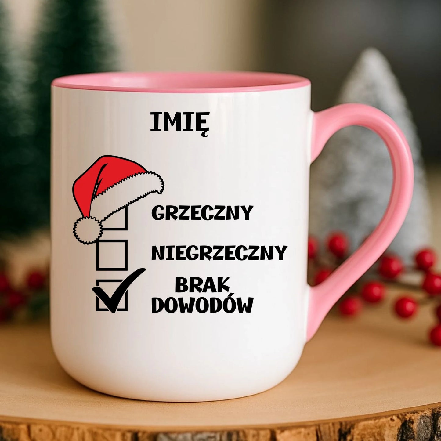 Kubek elegant świąteczny - Grzeczny niegrzeczny brak dowodów - personalizowany BN99