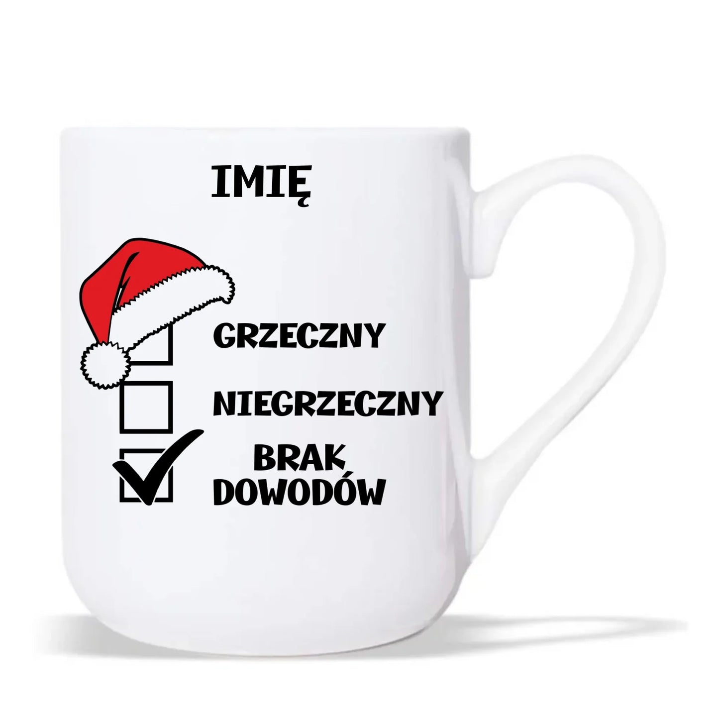 Kubek elegant świąteczny - Grzeczny niegrzeczny brak dowodów - personalizowany BN99