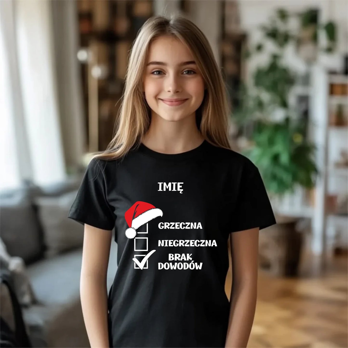 Koszulka dziecięca świąteczna - Grzeczna niegrzeczna brak dowodów - personalizowana BN147