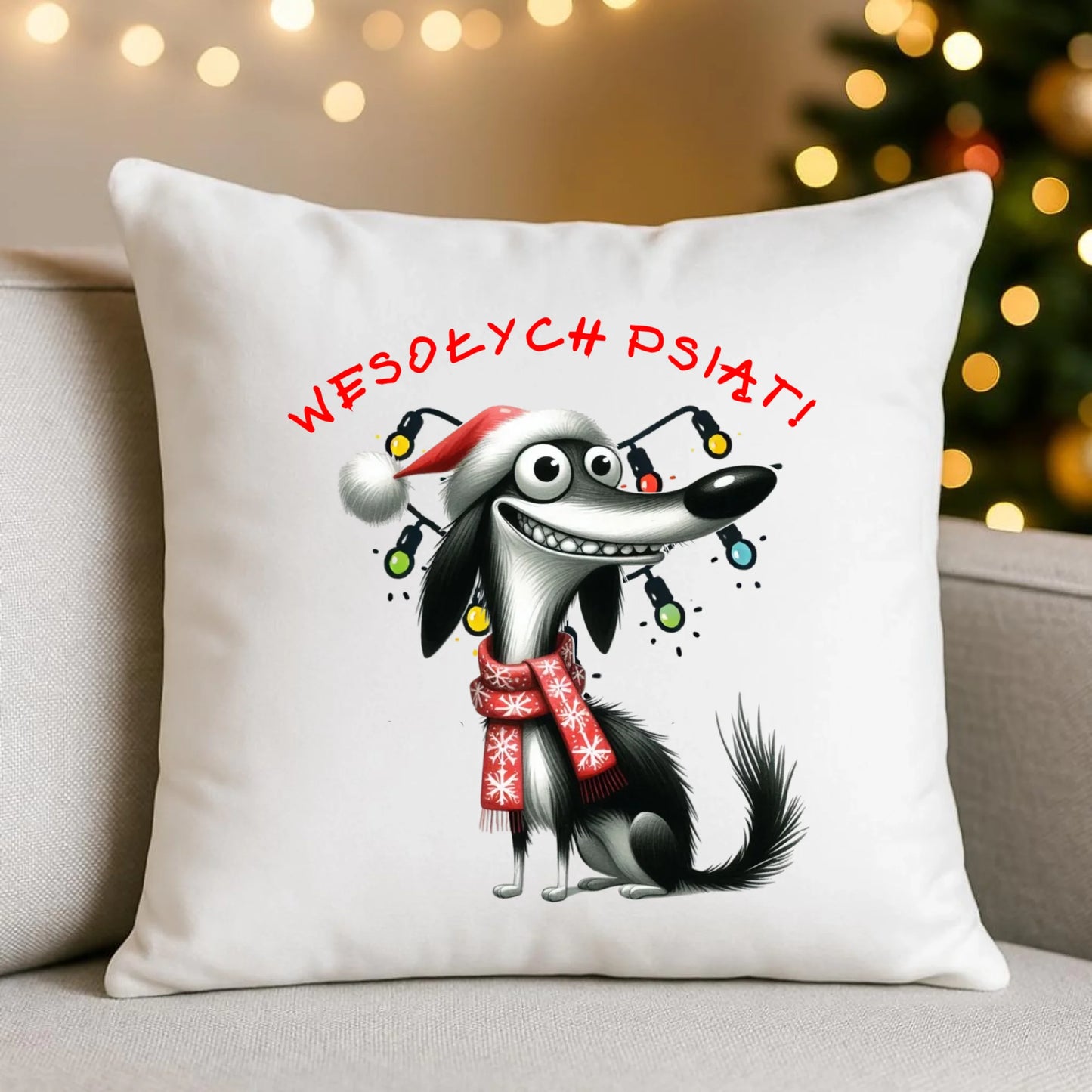 Poduszka świąteczna -  Pies Wesołych psiąt BN140