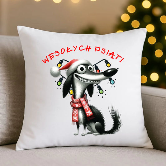 Poduszka świąteczna -  Pies Wesołych psiąt BN140