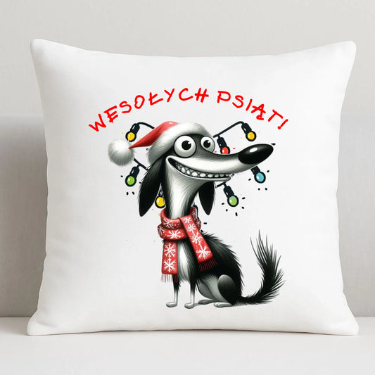 Poduszka świąteczna -  Pies Wesołych psiąt BN140
