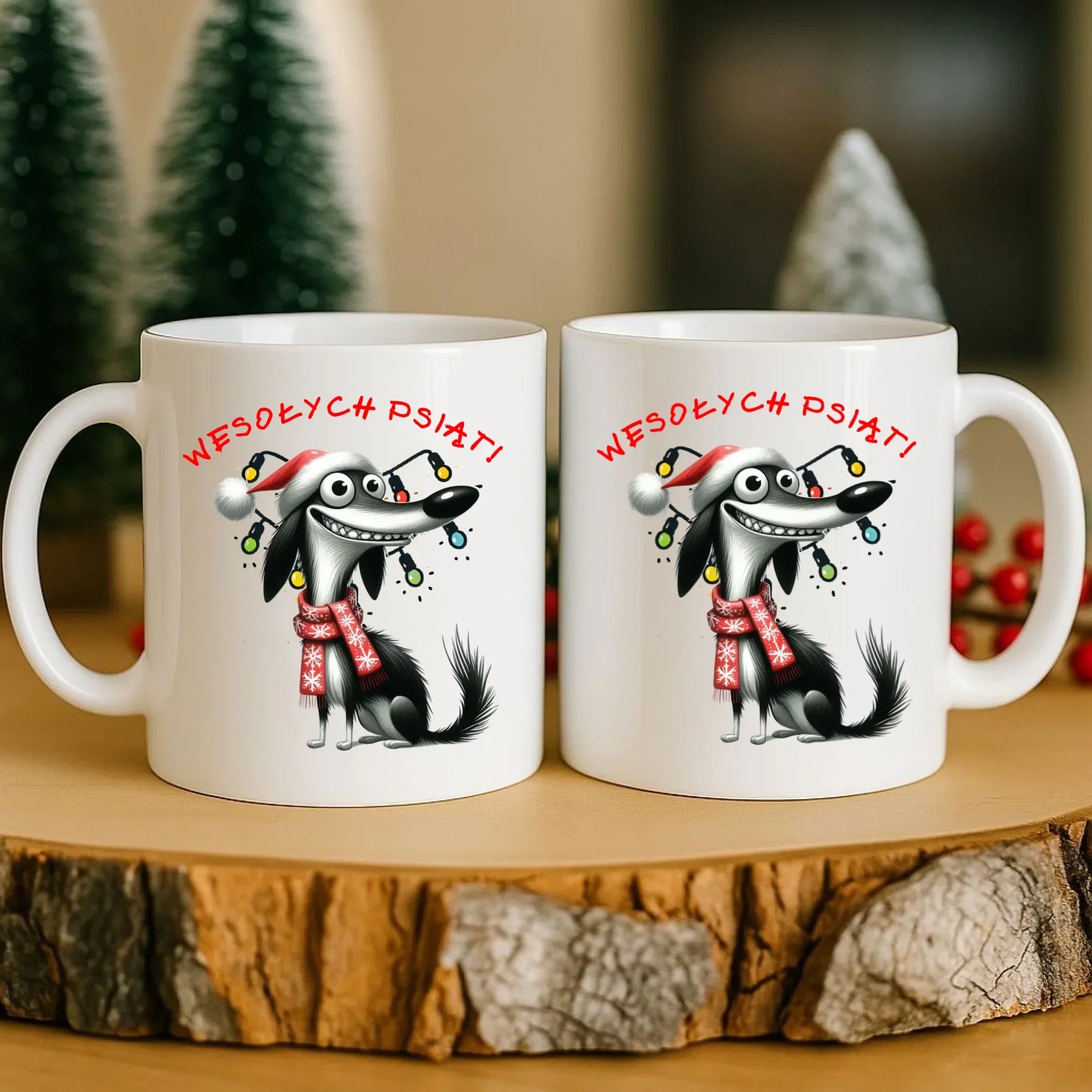 Kubek świąteczny - Pies Wesołych psiąt BN140 - StoryCups.pl