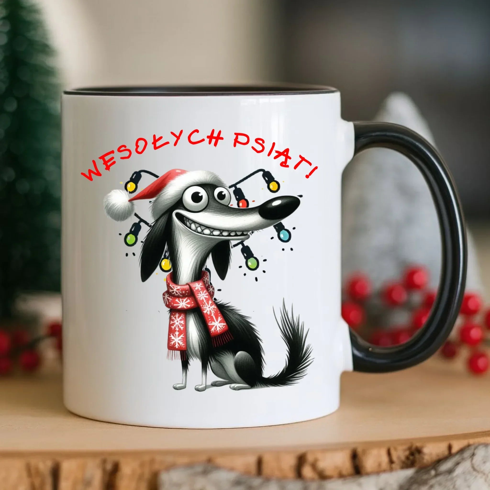 Kubek świąteczny - Pies Wesołych psiąt BN140 - StoryCups.pl