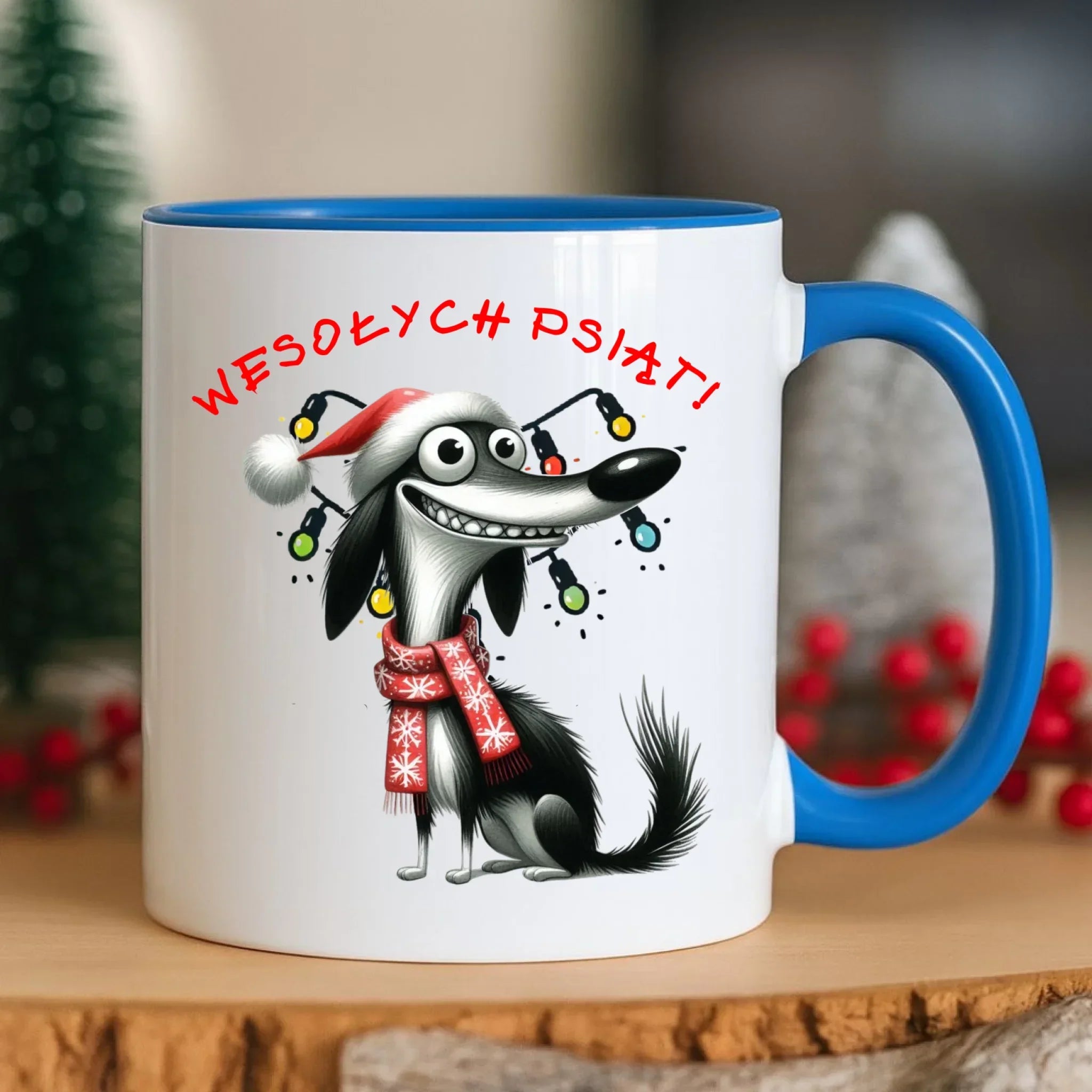 Kubek świąteczny - Pies Wesołych psiąt BN140 - StoryCups.pl