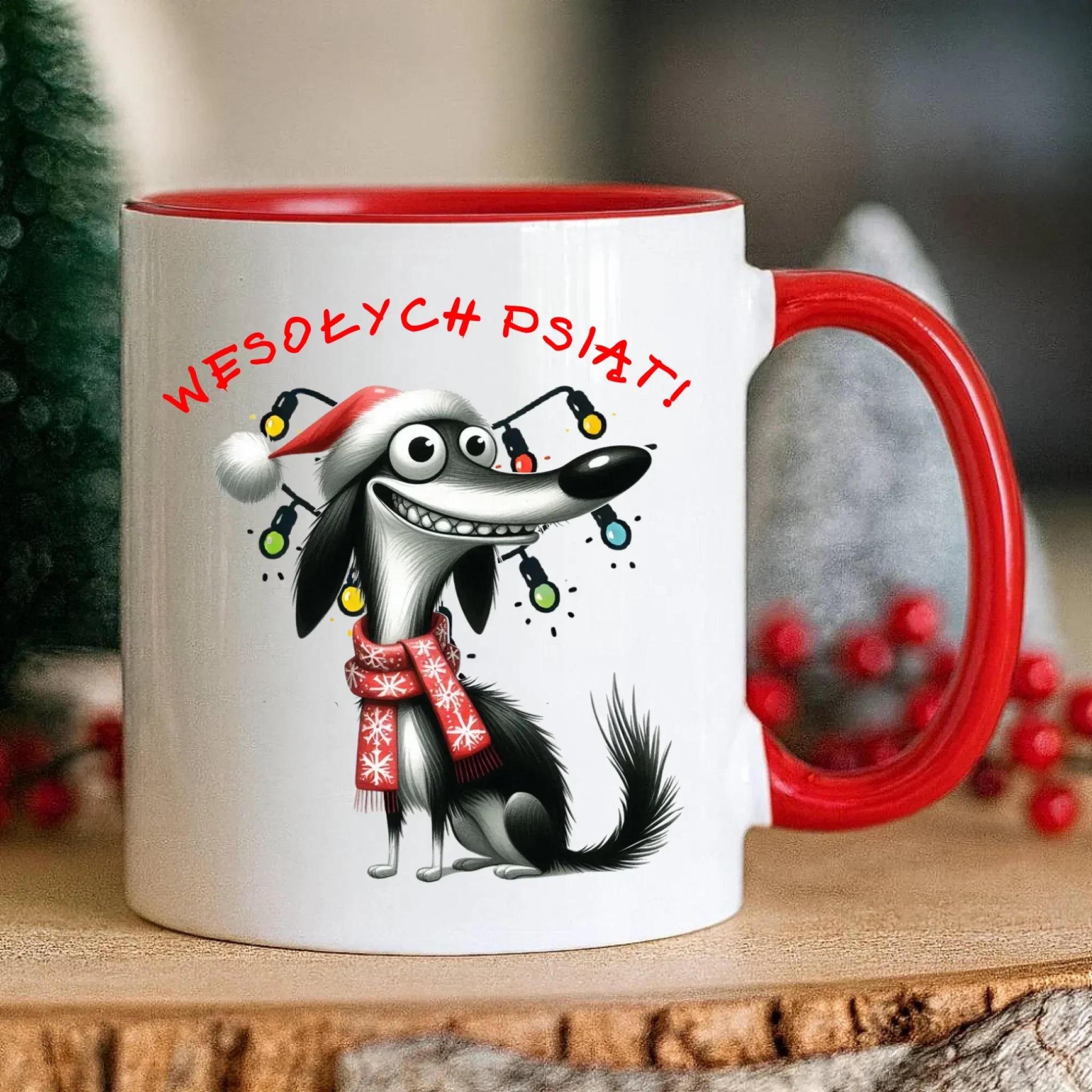 Kubek świąteczny - Pies Wesołych psiąt BN140 - StoryCups.pl