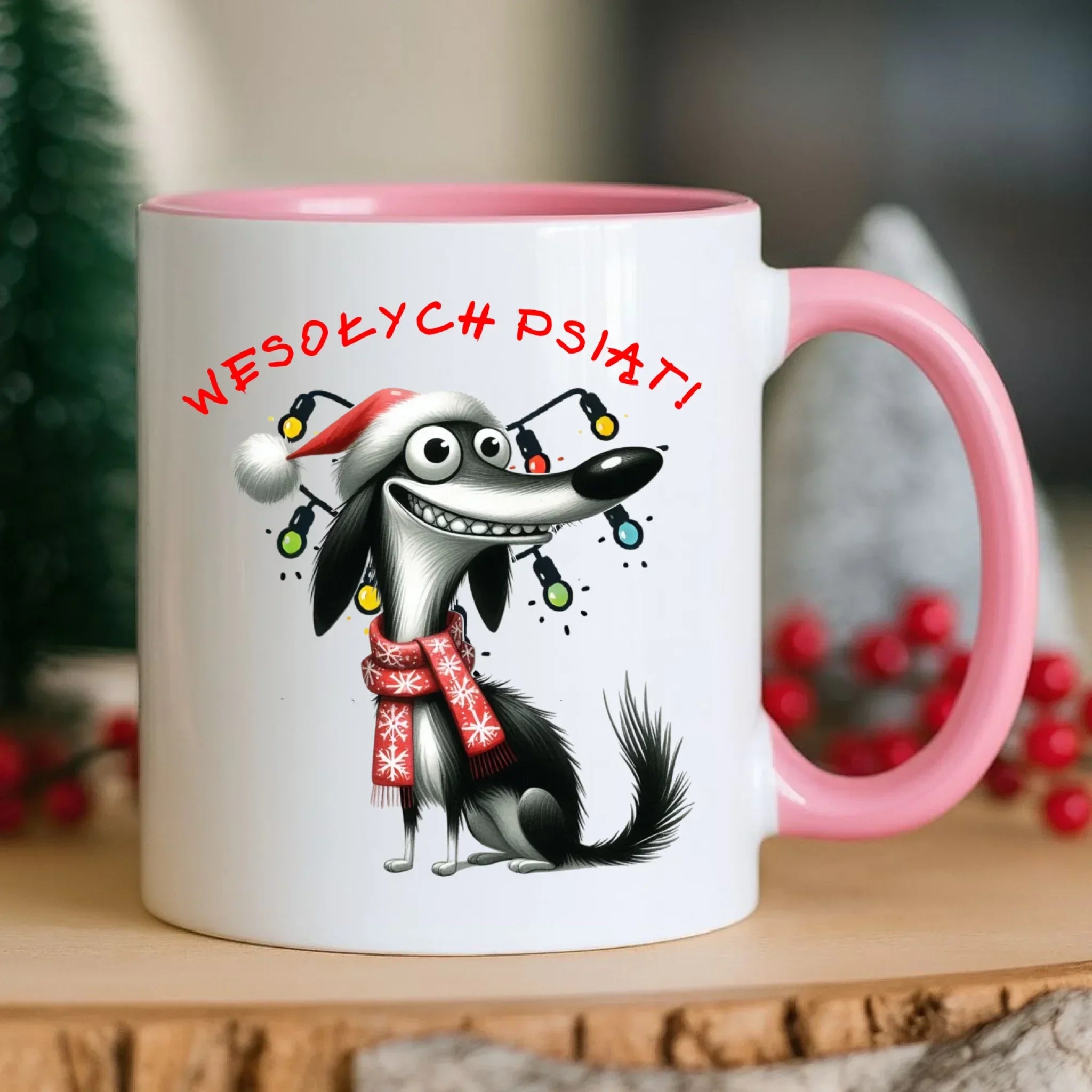 Kubek świąteczny - Pies Wesołych psiąt BN140 - StoryCups.pl