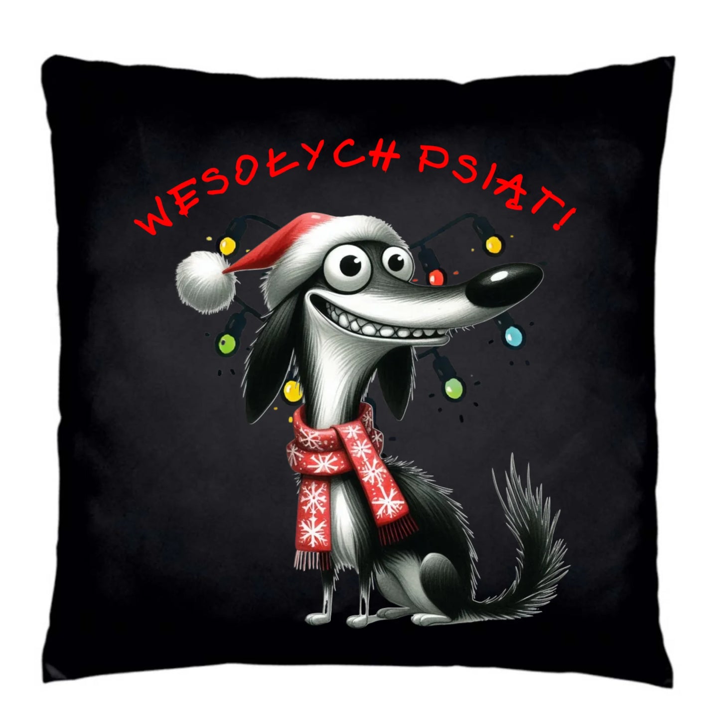 Poduszka dekoracyjna świąteczna - Pies Wesołych psiąt BN140