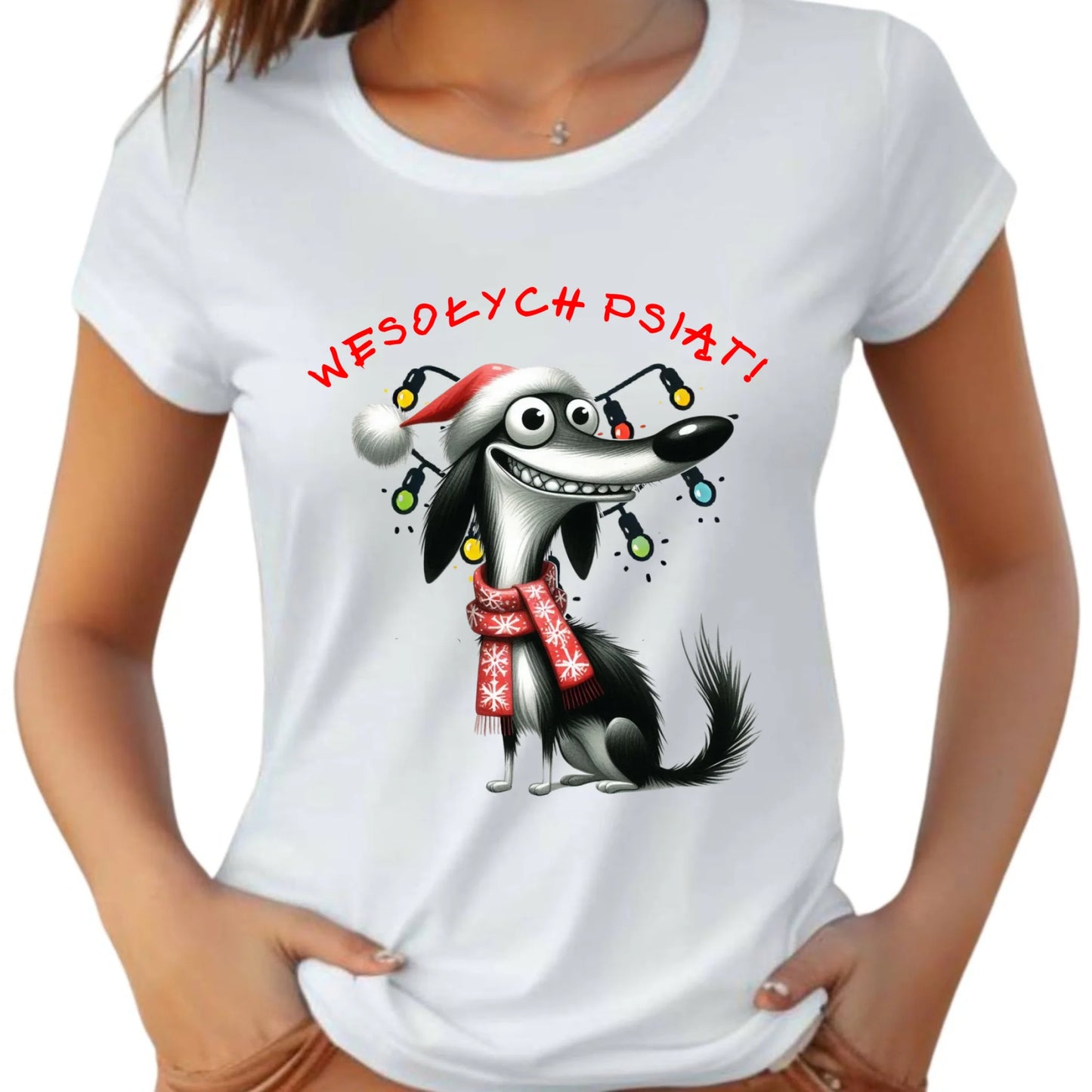 Koszulka damska świąteczna - Pies Wesołych psiąt BN140