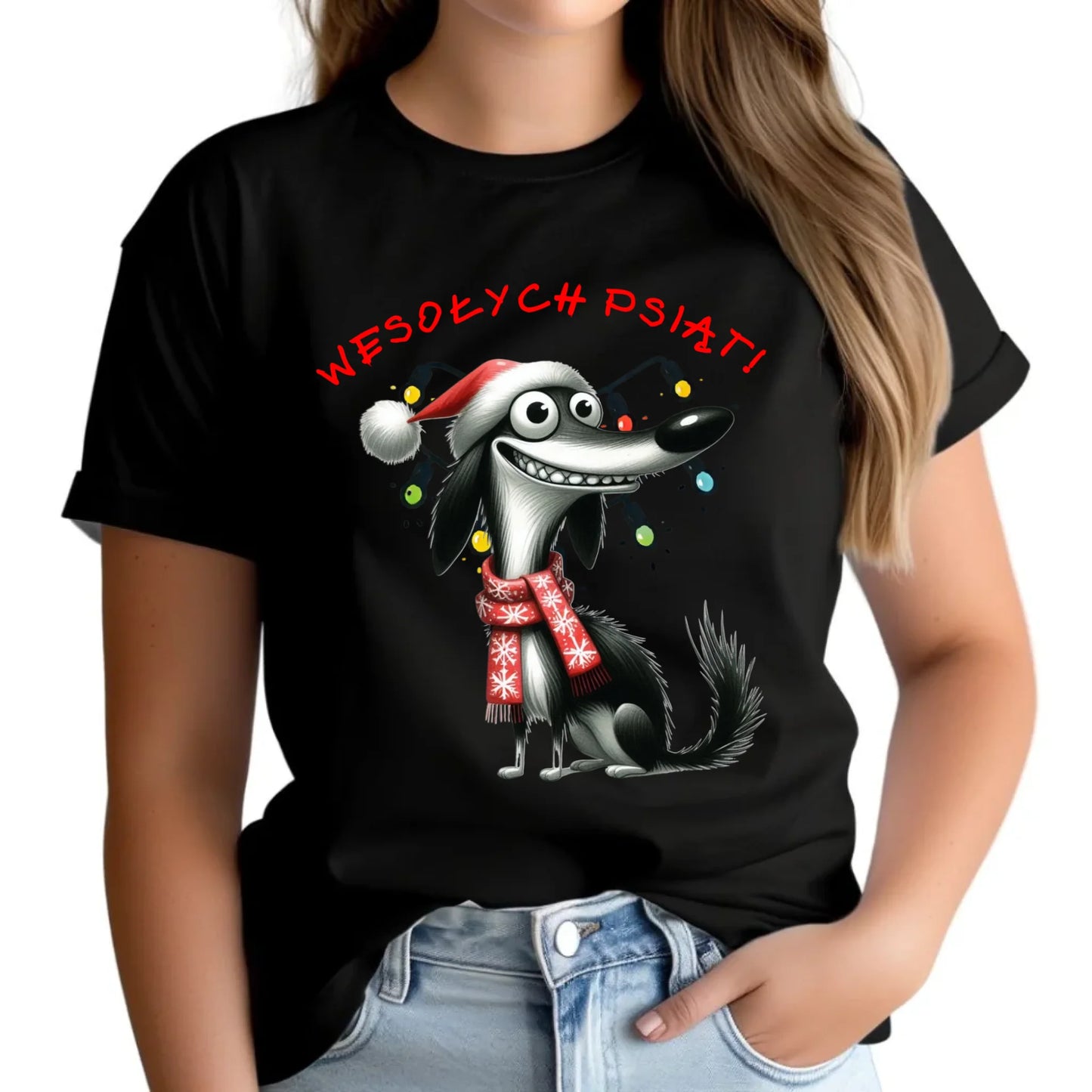 Koszulka damska świąteczna - Pies Wesołych psiąt BN140