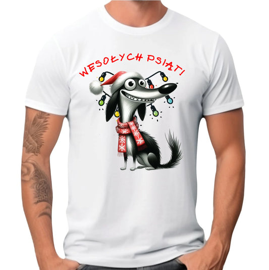 Koszulka męska świąteczna - Pies Wesołych psiąt BN140