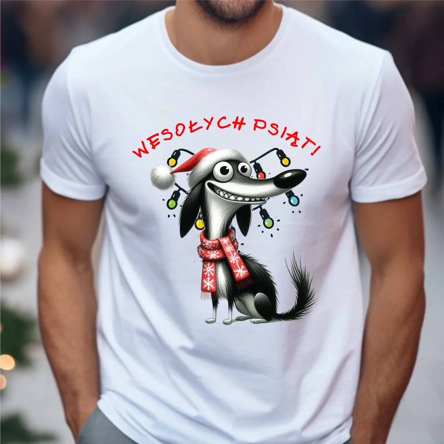 Koszulka męska świąteczna - Pies Wesołych psiąt BN140