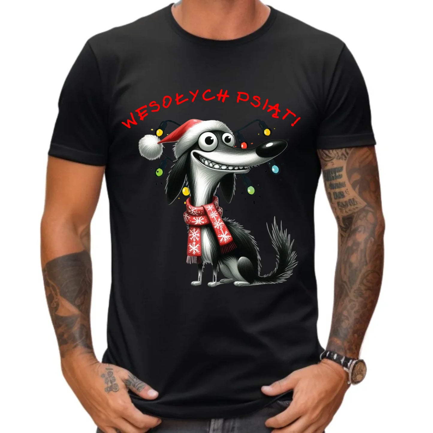 Koszulka męska świąteczna - Pies Wesołych psiąt BN140