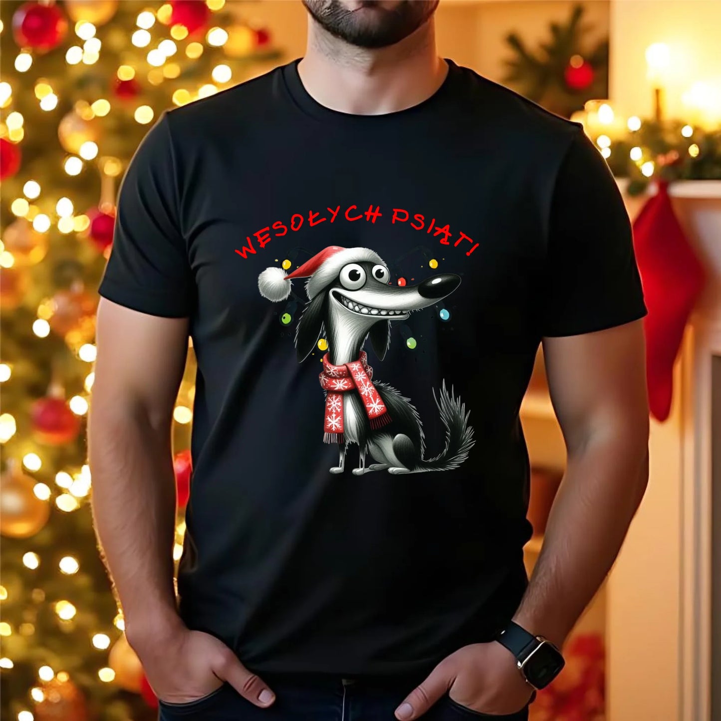 Koszulka męska świąteczna - Pies Wesołych psiąt BN140