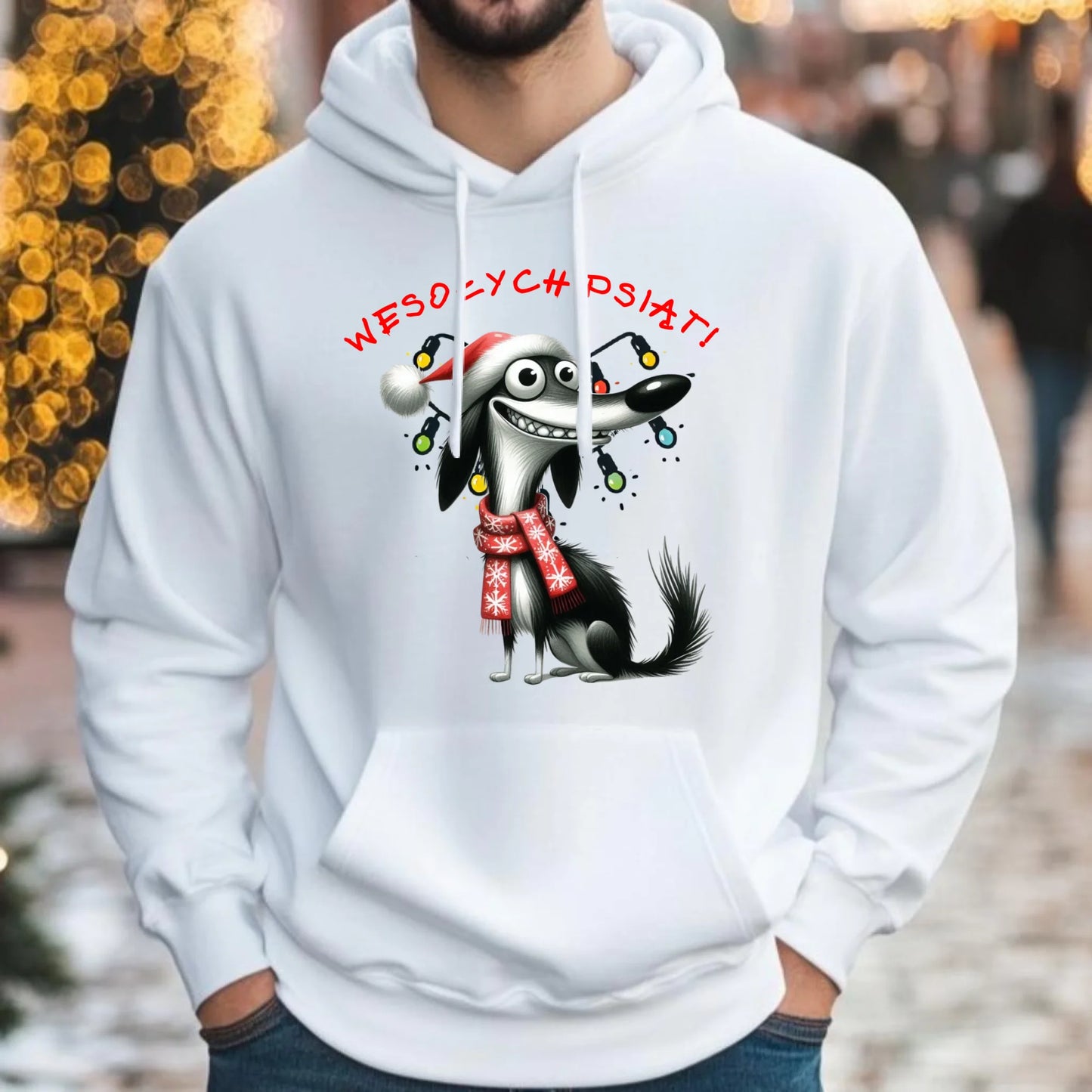 Bluza męska z kapturem świąteczna - Pies Wesołych psiąt BN140