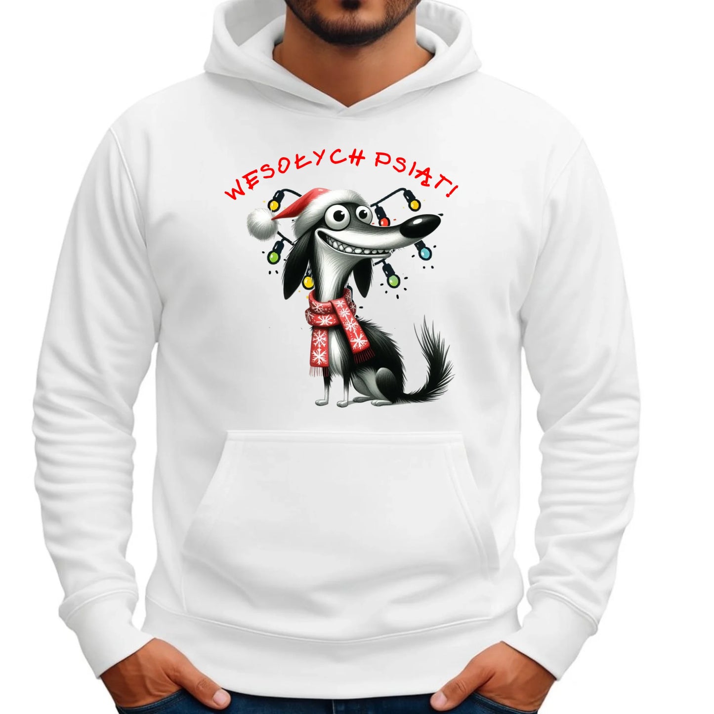 Bluza męska z kapturem świąteczna - Pies Wesołych psiąt BN140