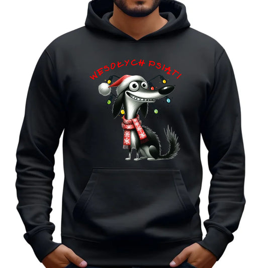 Bluza męska z kapturem świąteczna - Pies Wesołych psiąt BN140