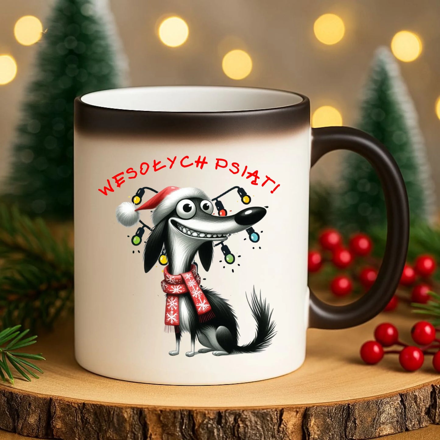 Kubek magiczny świąteczny - Pies Wesołych psiąt BN140