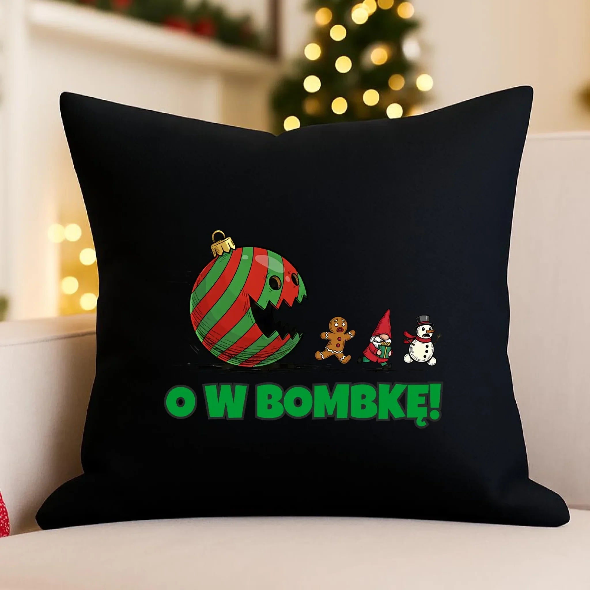 Poduszka dekoracyjna świąteczna - O w bombkę BN142 - StoryCups.pl