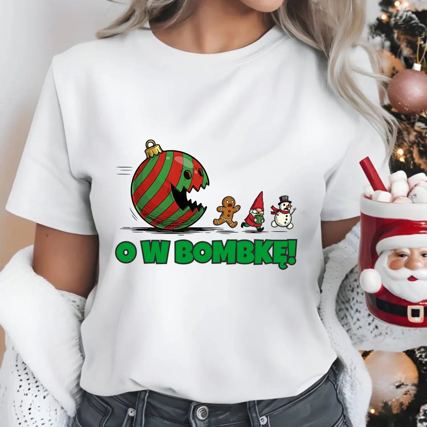 Koszulka damska świąteczna - O w bombkę BN142