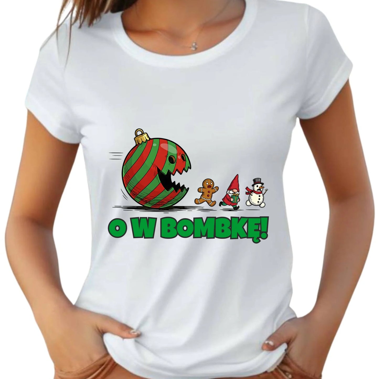 Koszulka damska świąteczna - O w bombkę BN142