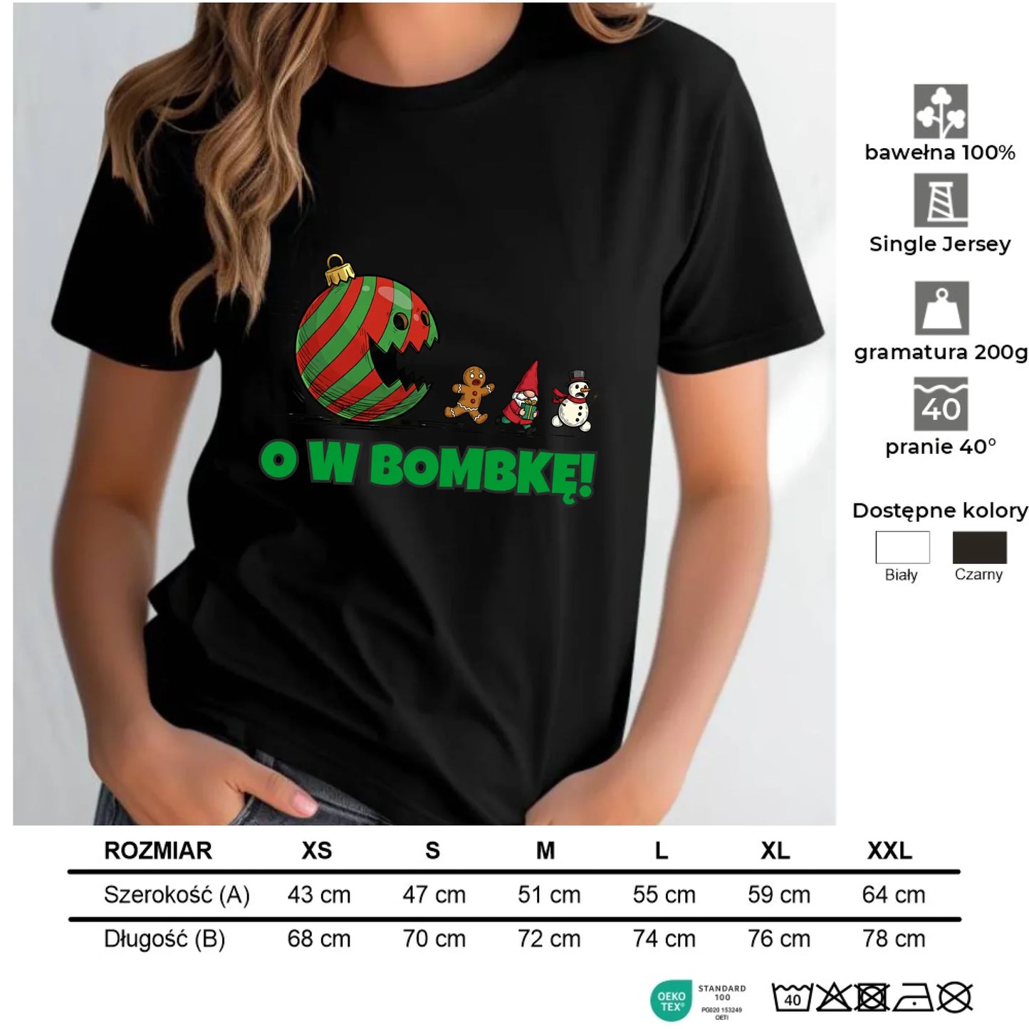 Koszulka damska świąteczna - O w bombkę BN142