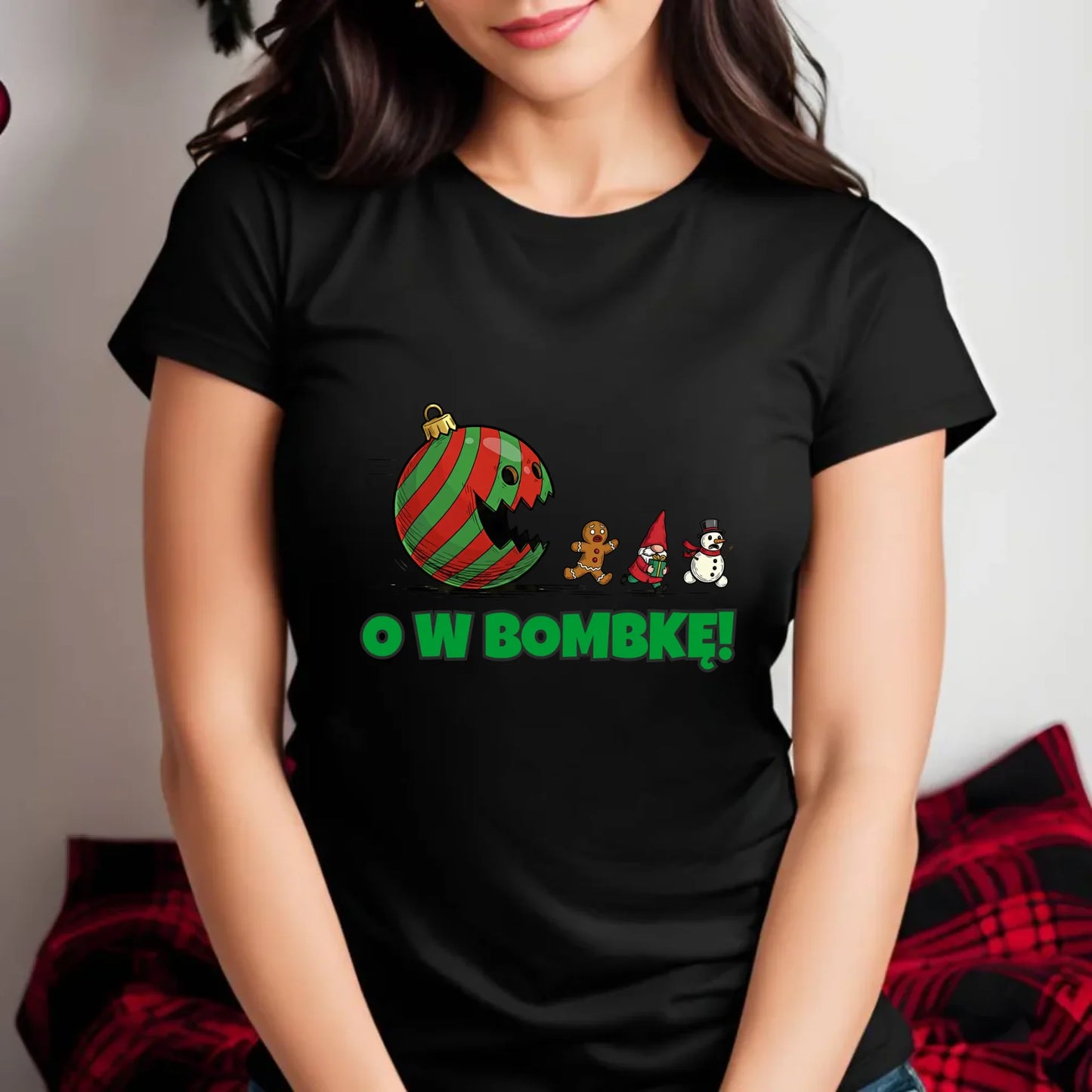 Koszulka damska świąteczna - O w bombkę BN142
