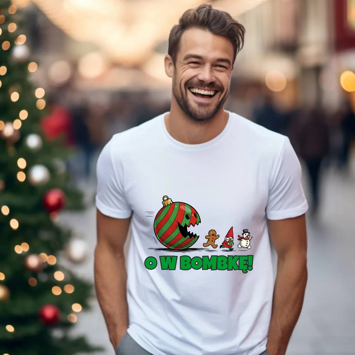 Koszulka męska świąteczna - O w bombkę BN142