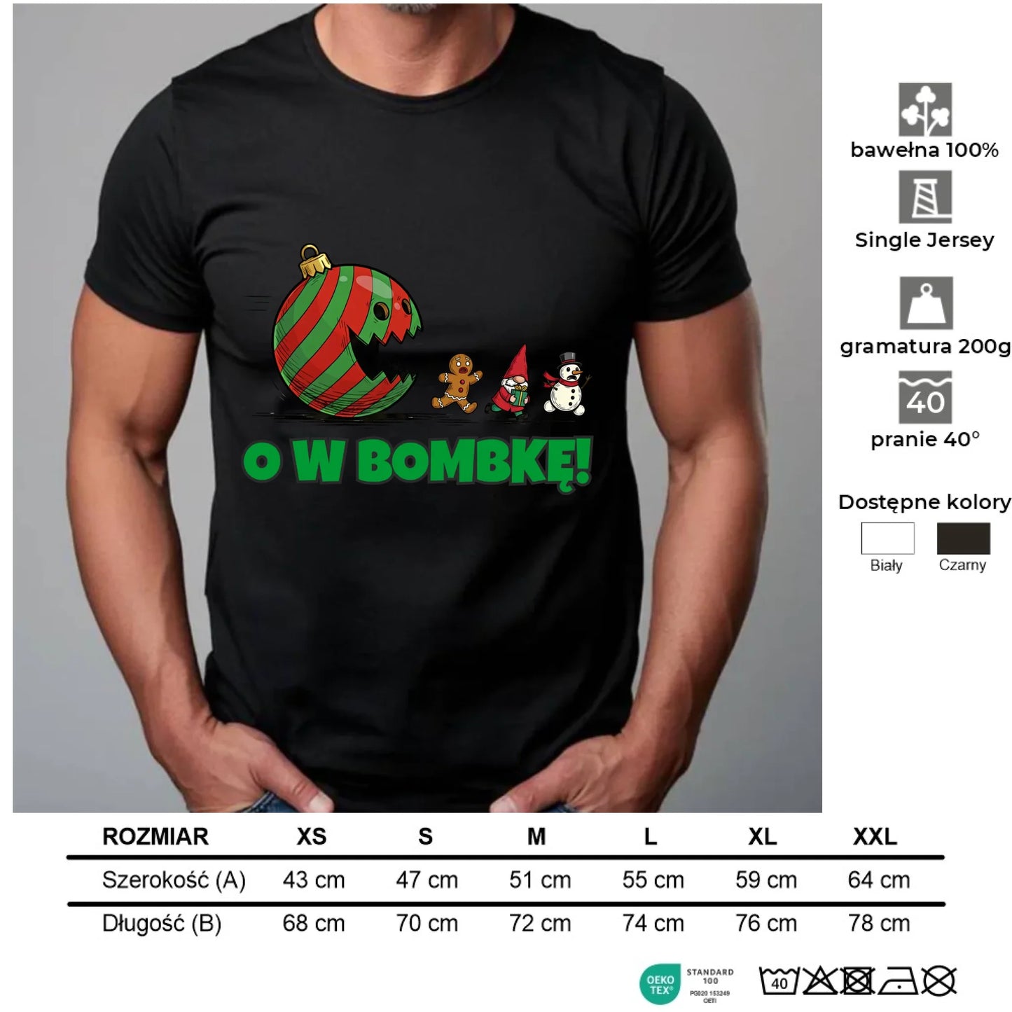 Koszulka męska świąteczna - O w bombkę BN142