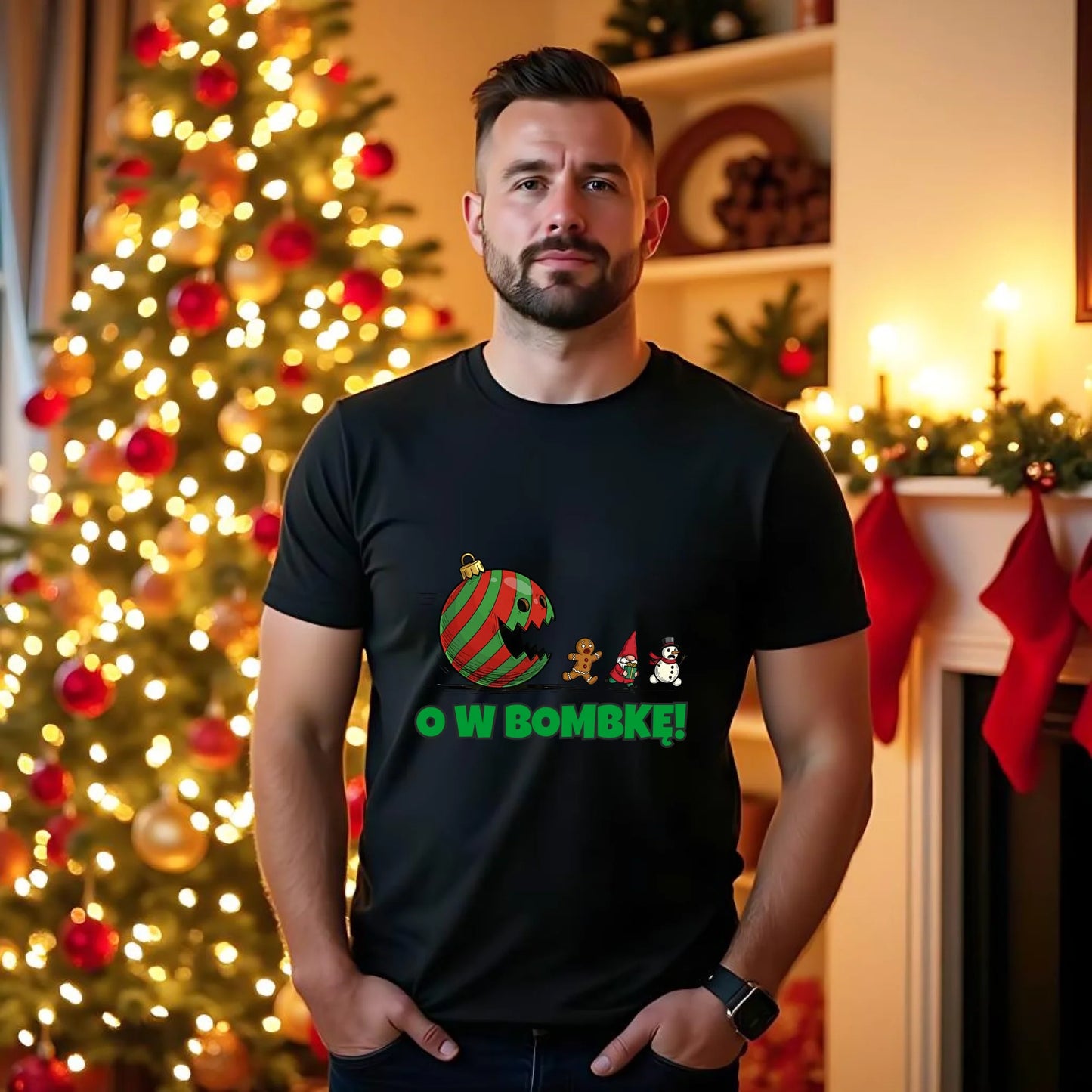 Koszulka męska świąteczna - O w bombkę BN142