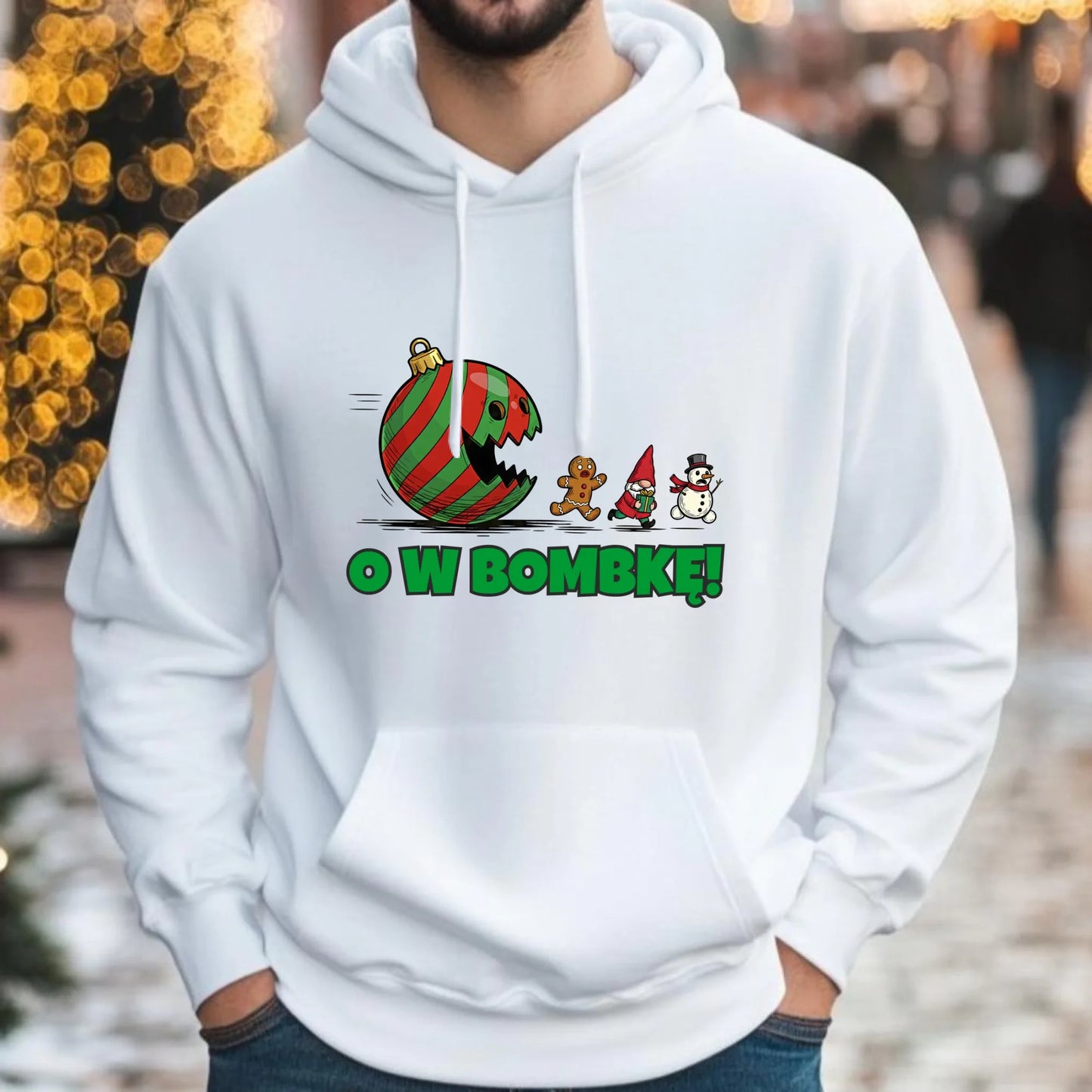 Bluza męska z kapturem świąteczna - O w bombkę BN142