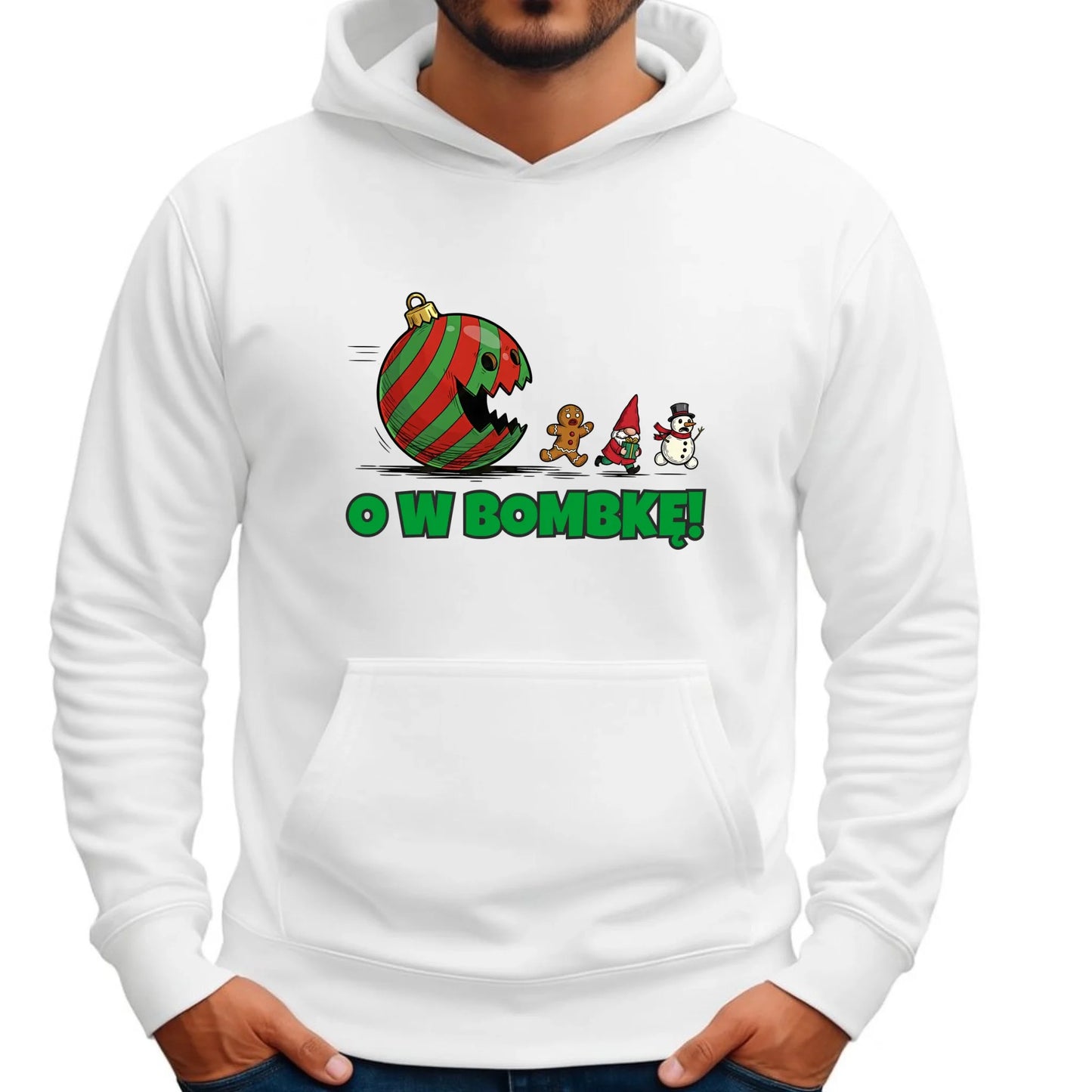 Bluza męska z kapturem świąteczna - O w bombkę BN142