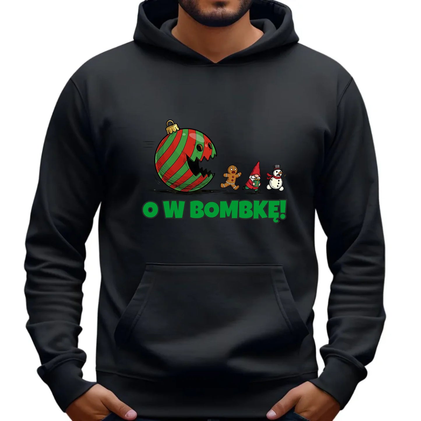 Bluza męska z kapturem świąteczna - O w bombkę BN142