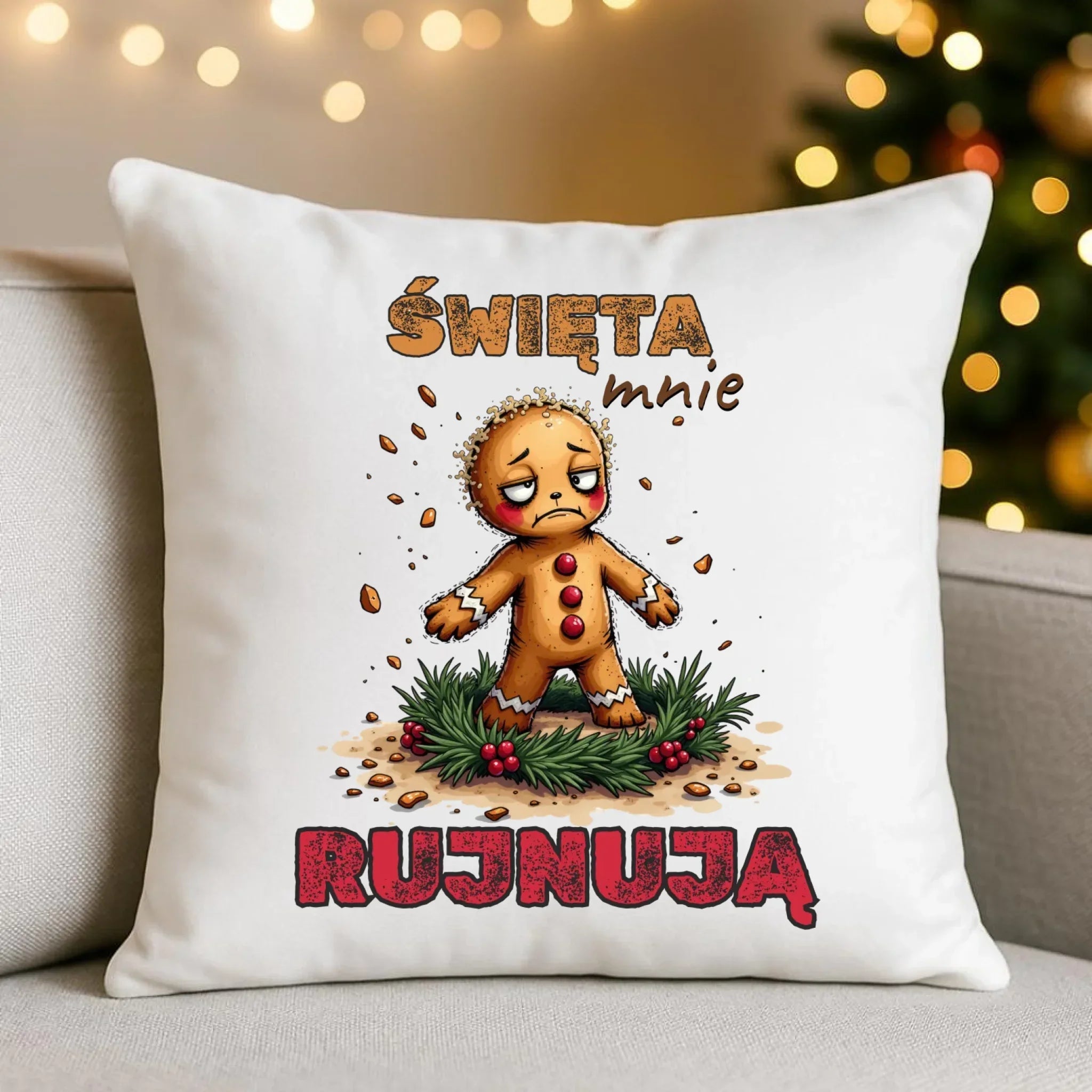 Poduszka świąteczna - Piernik Święta mnie rujnują BN143 - StoryCups.pl