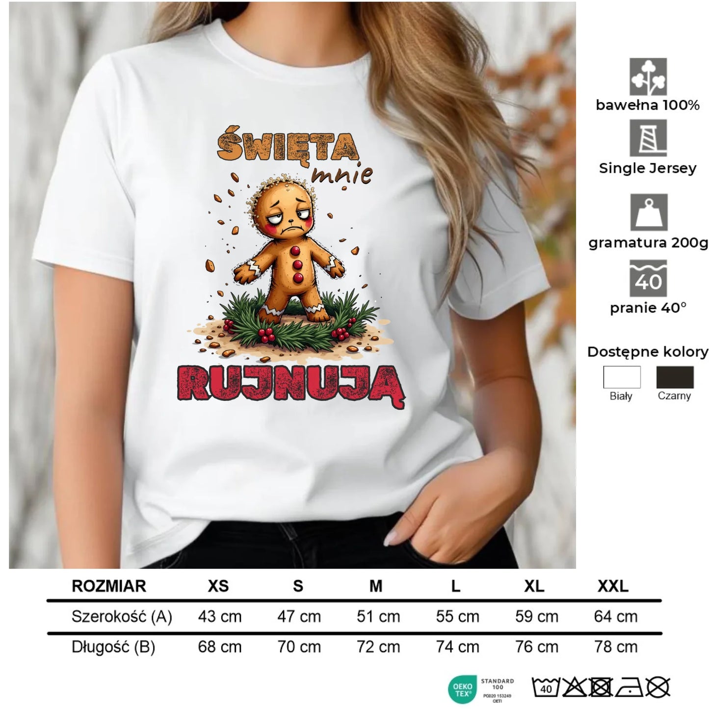 Koszulka damska świąteczna - Piernik Święta mnie rujnują BN143