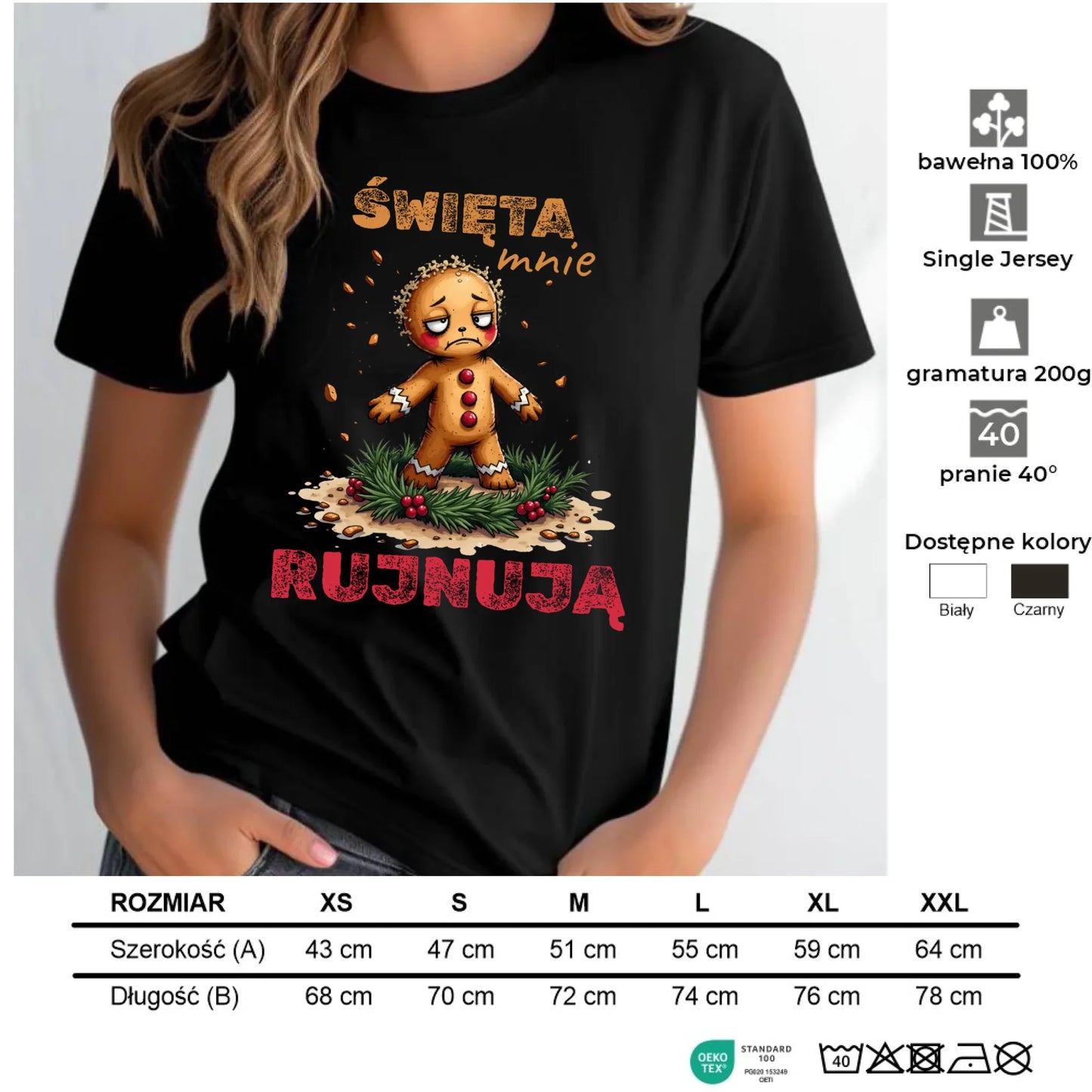 Koszulka damska świąteczna - Piernik Święta mnie rujnują BN143