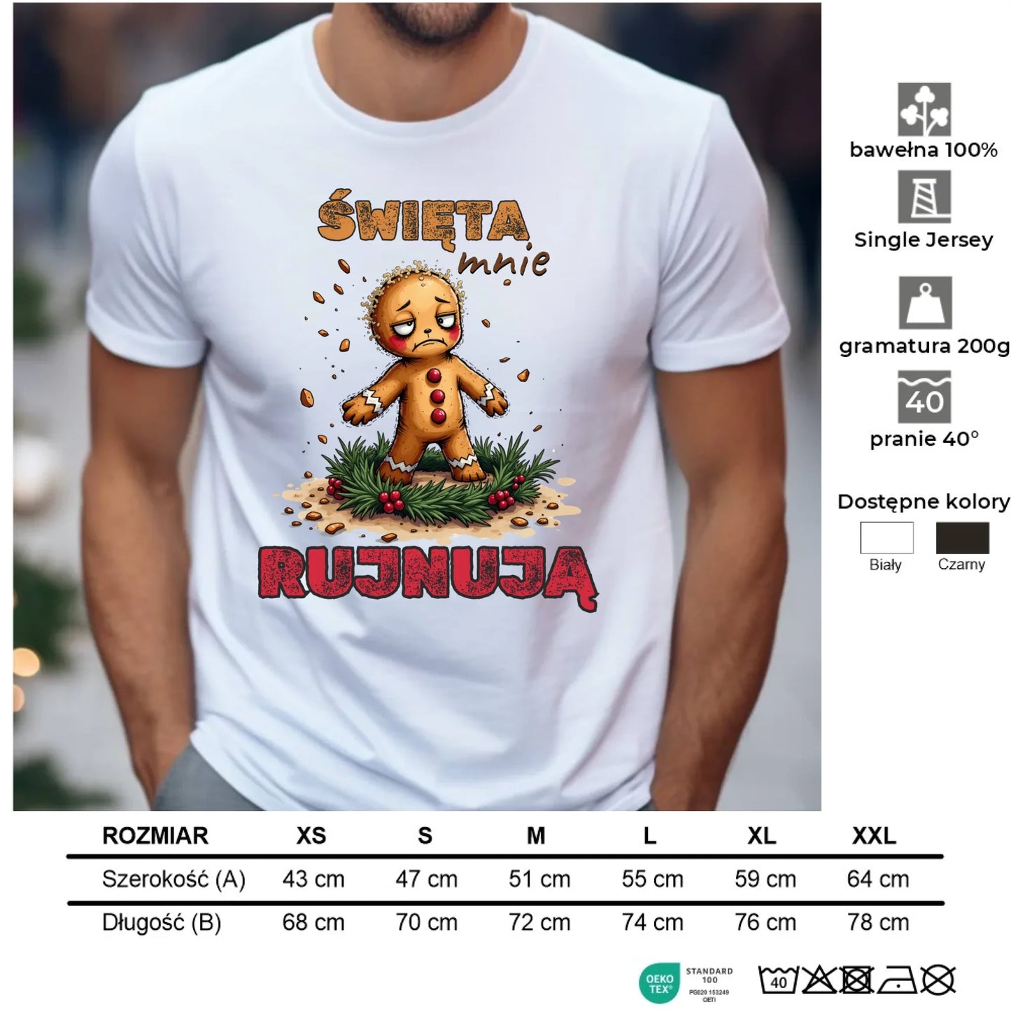Koszulka męska świąteczna - Piernik Święta mnie rujnują BN143