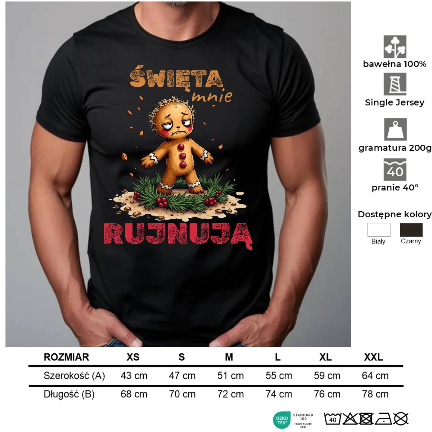 Koszulka męska świąteczna - Piernik Święta mnie rujnują BN143