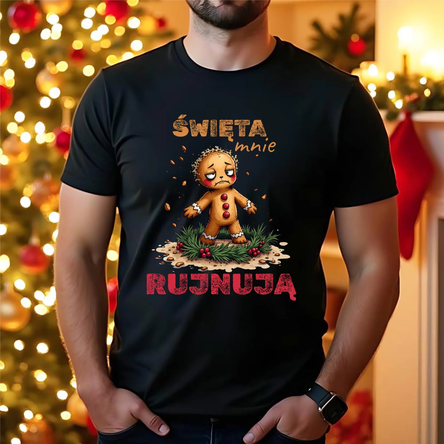Koszulka męska świąteczna - Piernik Święta mnie rujnują BN143