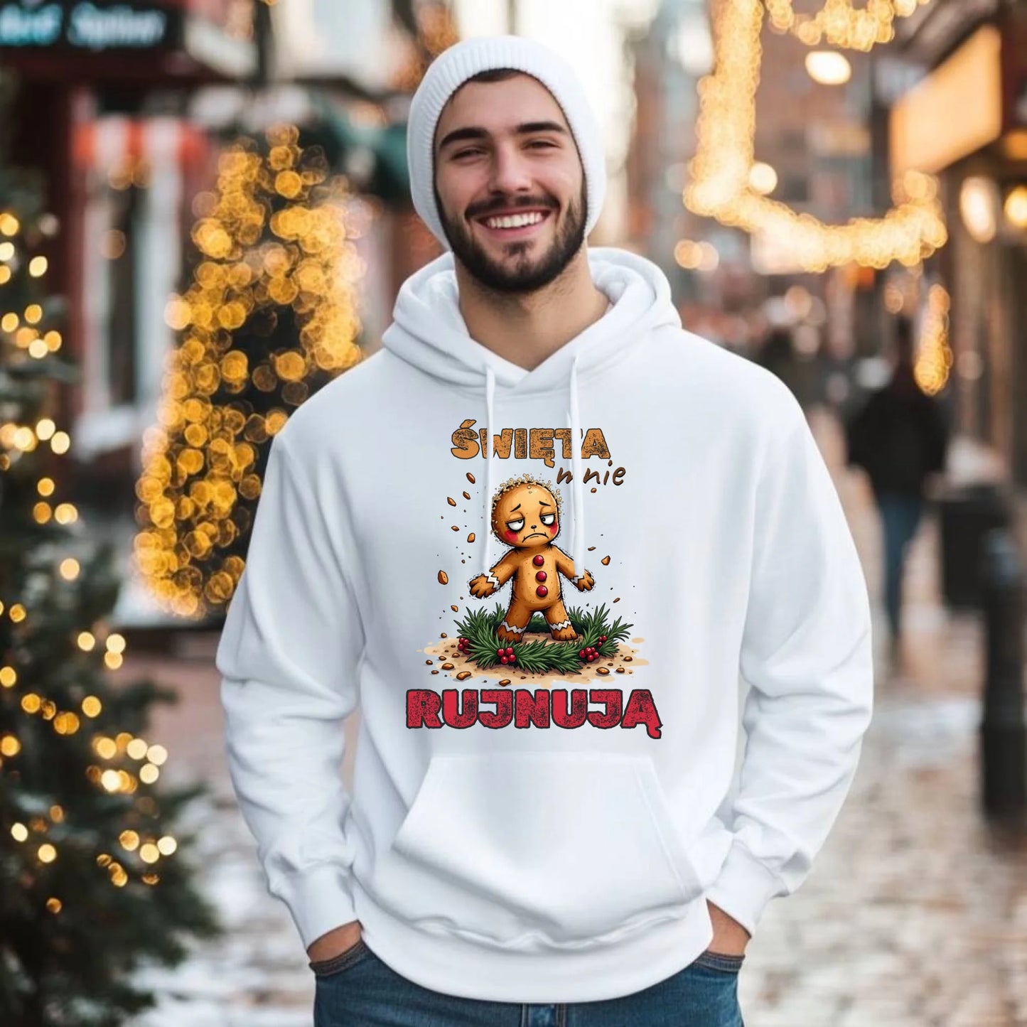 Bluza męska z kapturem świąteczna - Piernik Święta mnie rujnują BN143