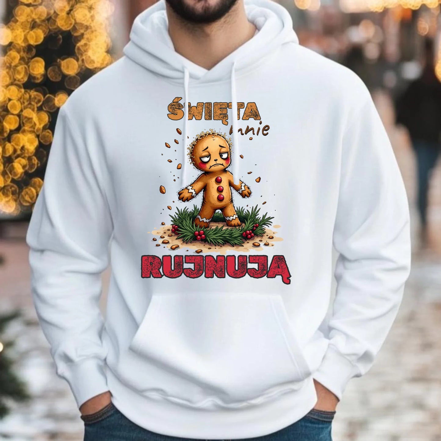 Bluza męska z kapturem świąteczna - Piernik Święta mnie rujnują BN143