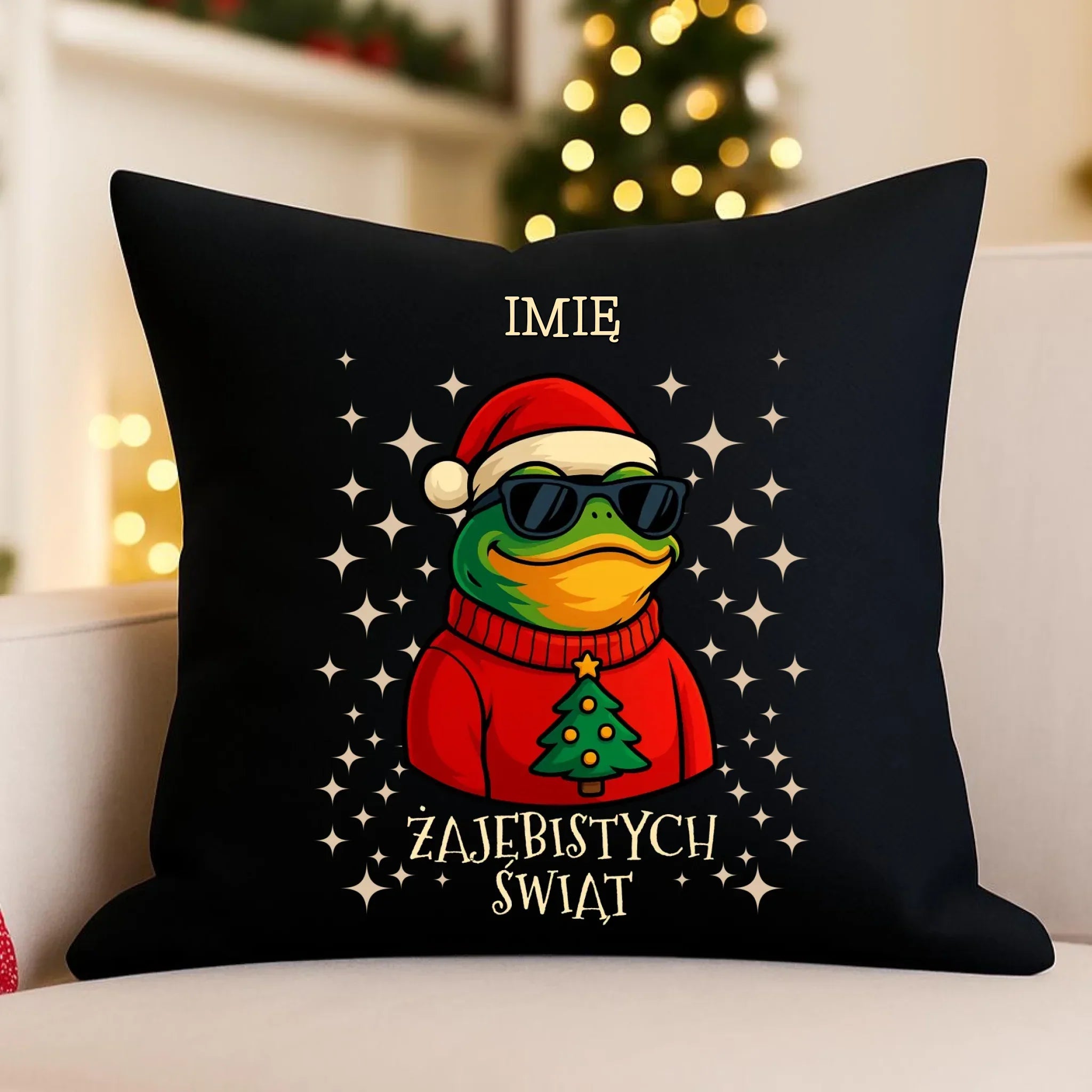 Poduszka dekoracyjna świąteczna - Żajebistych Świąt - personalizowana BN144 - StoryCups.pl