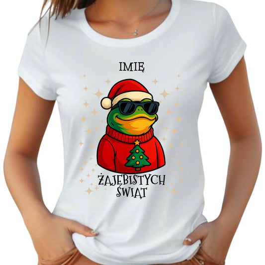 Koszulka damska świąteczna - Żajebistych Świąt - personalizowana BN144
