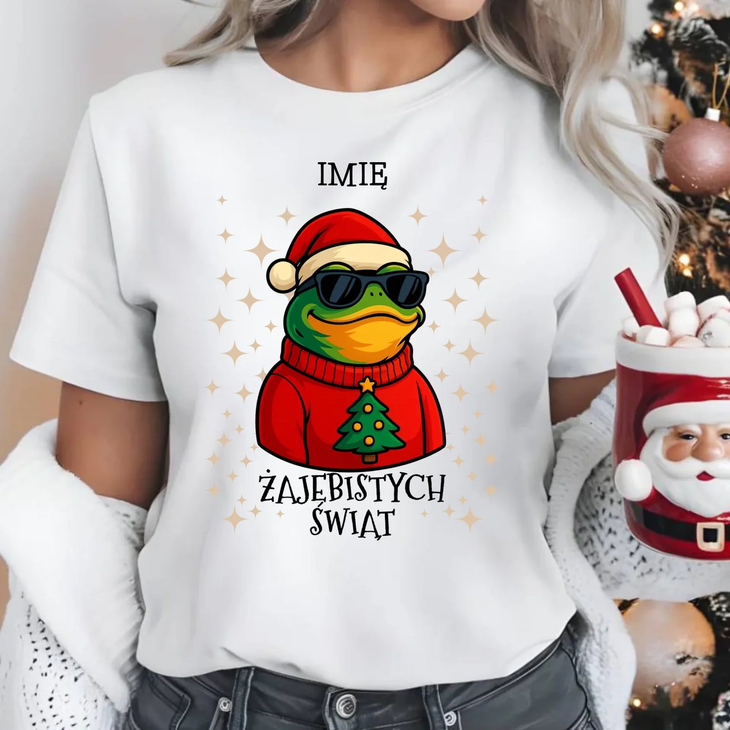Koszulka damska świąteczna - Żajebistych Świąt - personalizowana BN144