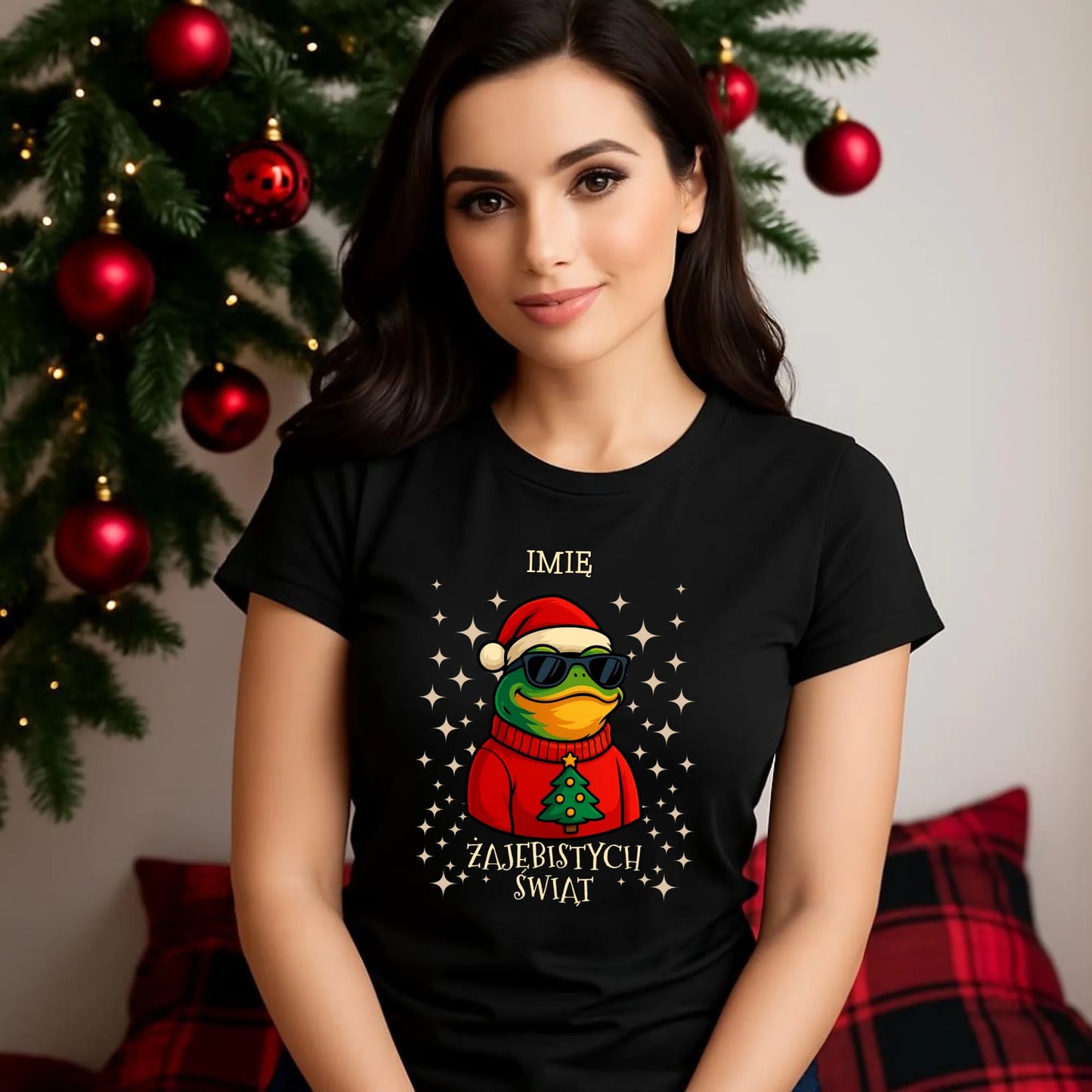 Koszulka damska świąteczna - Żajebistych Świąt - personalizowana BN144