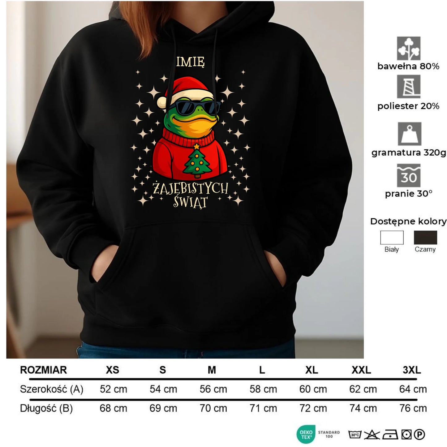 Bluza damska z kapturem świąteczna - Żajebistych Świąt - personalizowana BN144