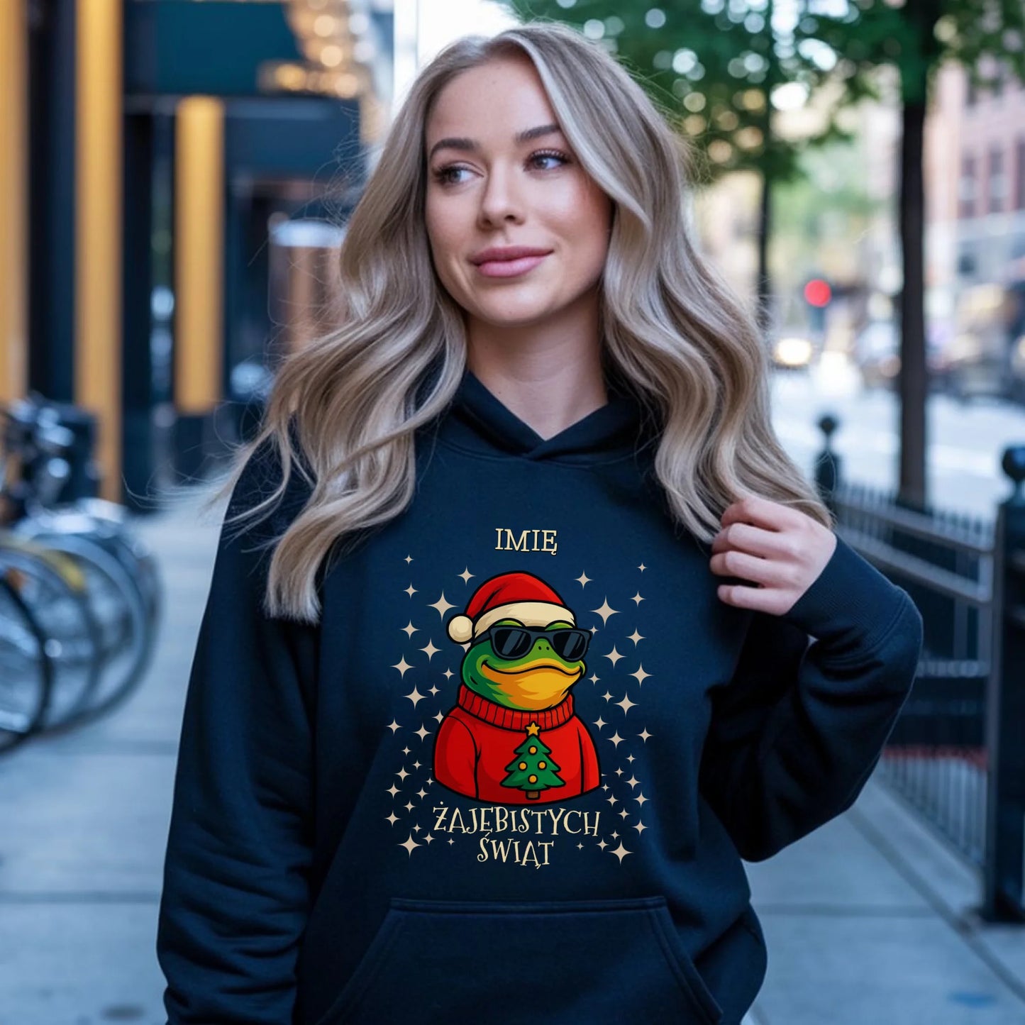 Bluza damska z kapturem świąteczna - Żajebistych Świąt - personalizowana BN144