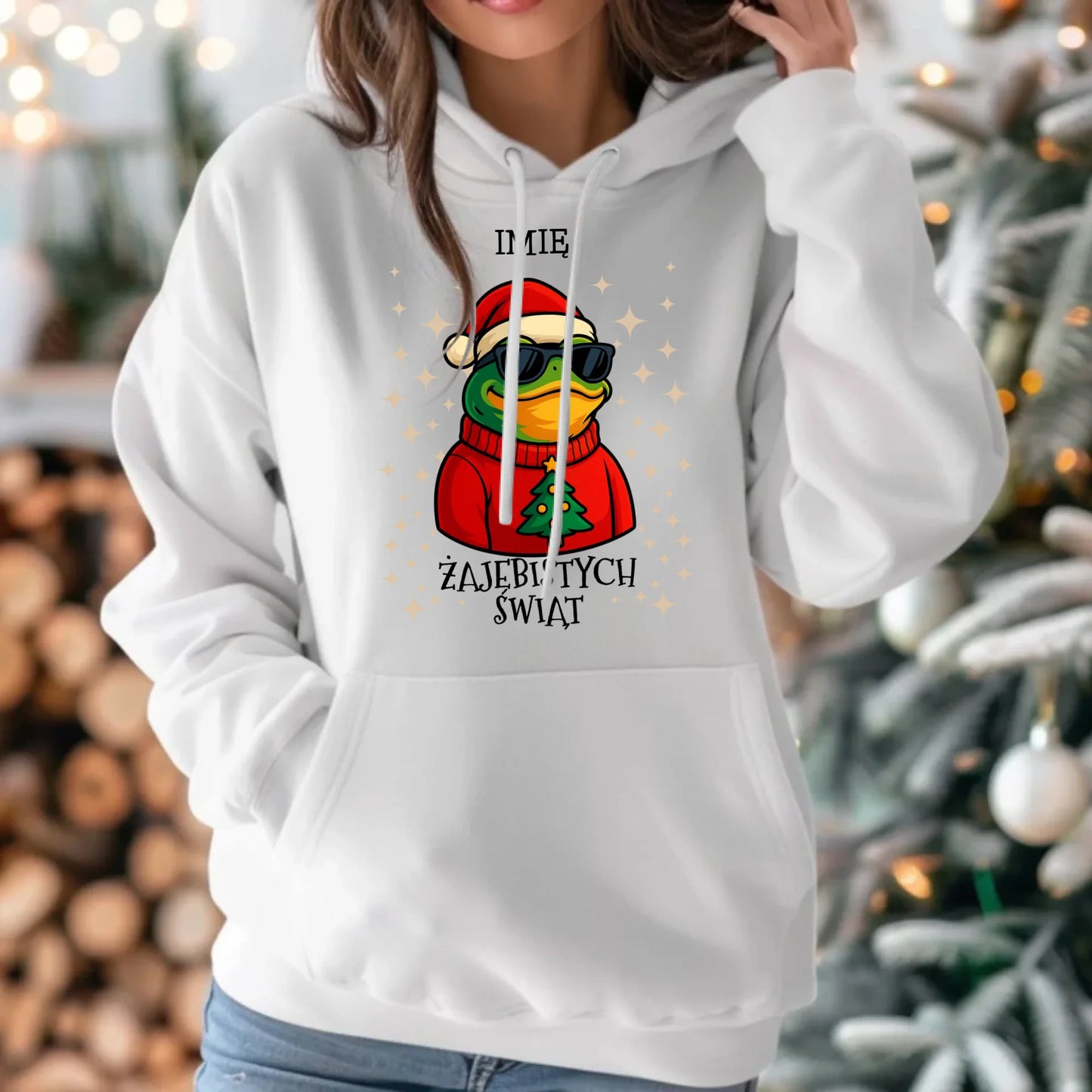 Bluza damska z kapturem świąteczna - Żajebistych Świąt - personalizowana BN144