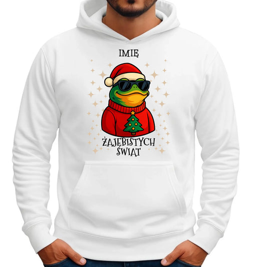 Bluza męska z kapturem świąteczna - Żajebistych Świąt - personalizowana BN144