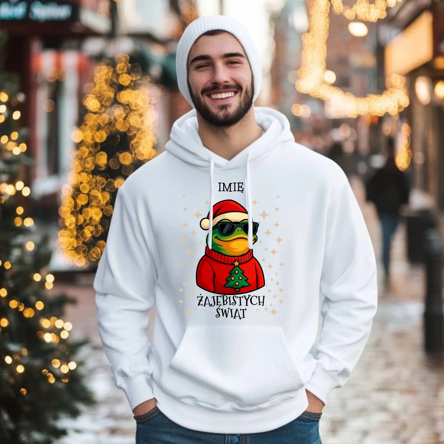 Bluza męska z kapturem świąteczna - Żajebistych Świąt - personalizowana BN144